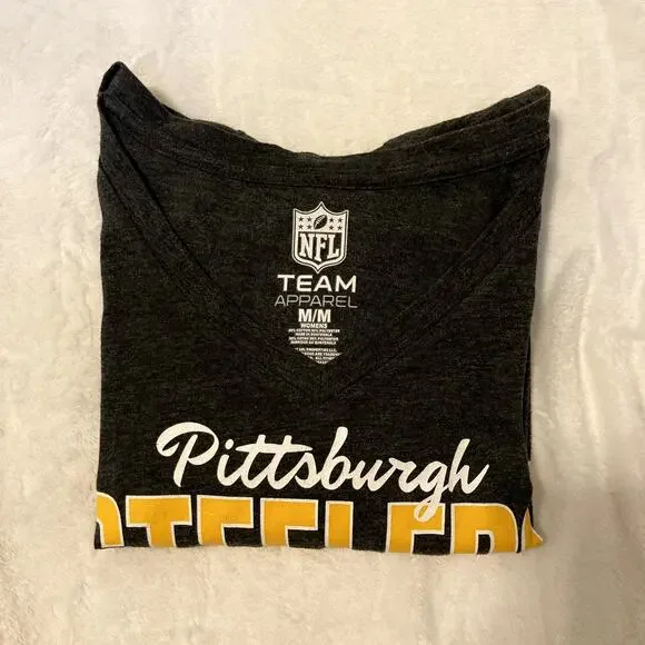 NFL Team Apparel Pittsburgh Steelers Dark Grey Women's Tshirt Size M/M Logo - Picture 5 of 5